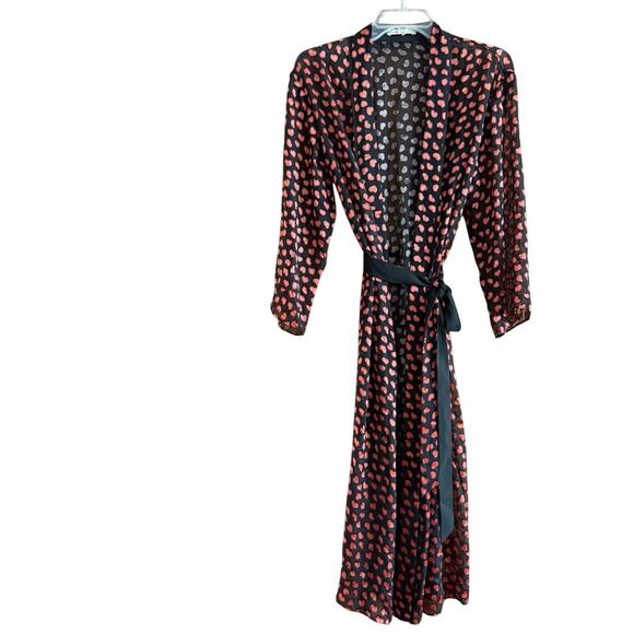 Alice + Olivia silk hearts robe duster coverup sash tie M/L medium large sheer - Picture 2 of 11